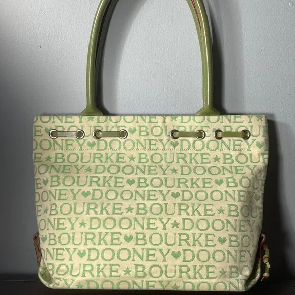 Dooney & Bourke Satchel - Tote - Shoulder Bag In Green & Cream - Picture 2 of 7
